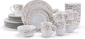 Mikasa Floral Metallic Gold 32 Piece Dinnerware Set Service For 8 White