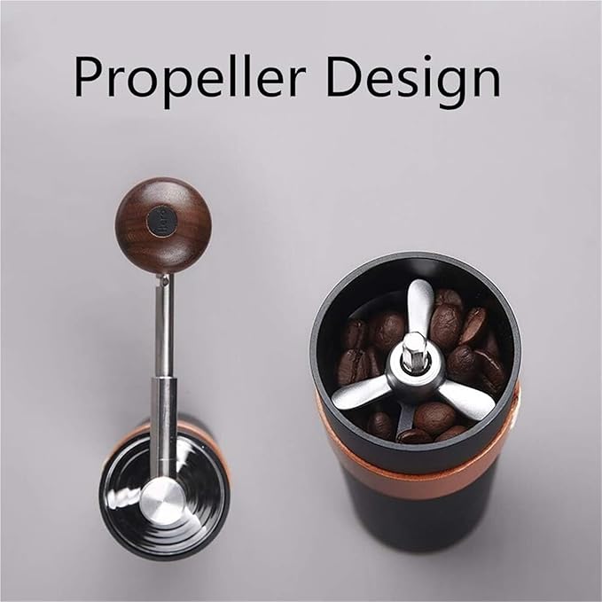 Portable Manual Coffee Maker &amp Hand Grinder - Adjustable Grinding Thickness for Travel Camping &amp Office Use (Black 14.2cm)