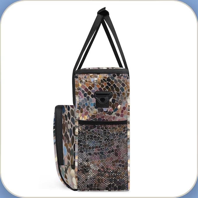 Botanic Pattern Coffee Maker Carrying Bag Portable Travel Storage Tote Bag Compatible with K-Mini or K-Mini Plus Single Serve Coffee Brewer Carrying Case with Multiple Pockets &amp Shoulder Strap