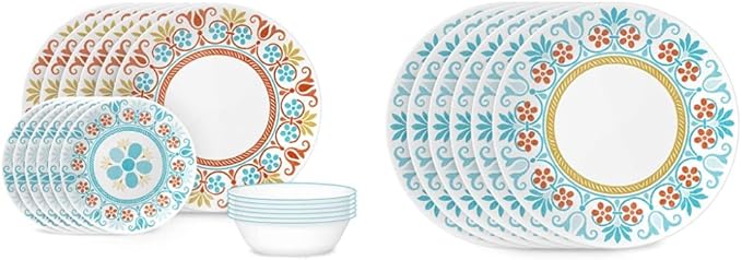 Corelle Terracotta Dreams Dinnerware Set for 6 18 Pieces &amp Terracotta Dreams Salad Plate Set for 6 | 8.5 Inch Kitchen Plate Set