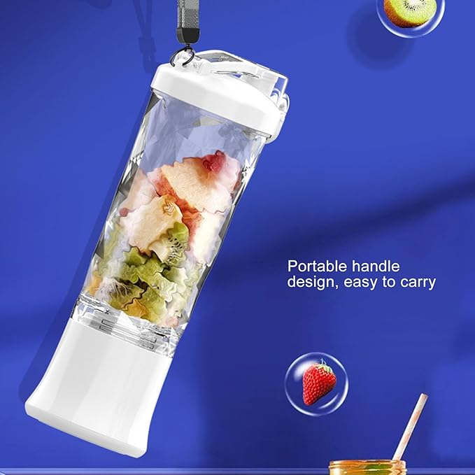 Portable Blender USB Electric Blender Mini Juicer Cup with Stainless Steel Blades 2 Modes for Making Smoothies Juice Shakes for Travel Camping Gym Office 600ml (White)