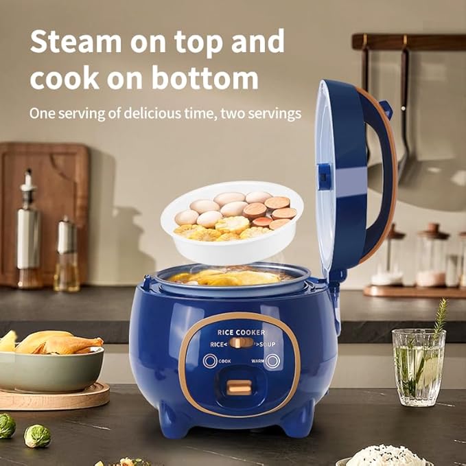 1.8L Mini Electric Pressure Rice Cooker with Steamer Basket300W Multi-Functional Rice Maker with Nonstick Inner PotKeep WarmEasy Clean for Small KitchenOfficeDorm1-2 People