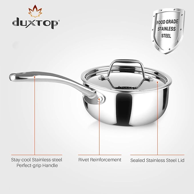 Duxtop Whole-Clad Tri-Ply Stainless Steel Induction Cookware Set 10PC Kitchen Pots and Pans Set &amp Whole-Clad Tri-Ply Stainless Steel Stockpot with Lid 8 Quart Kitchen Induction Cookware