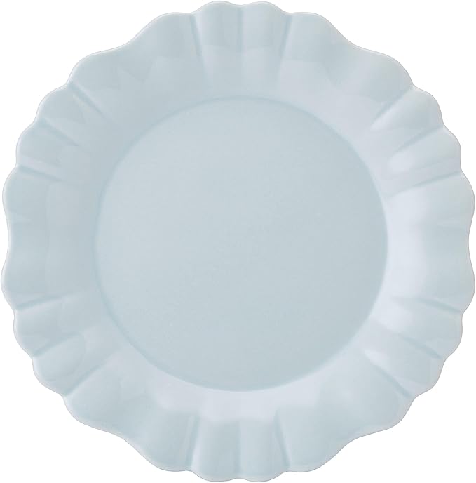 Pfaltzgraff Graceful Petals 12 Piece Stoneware Dinnerware Set Service for 4 Scalloped Plates Bowls for Everyday Use Blue