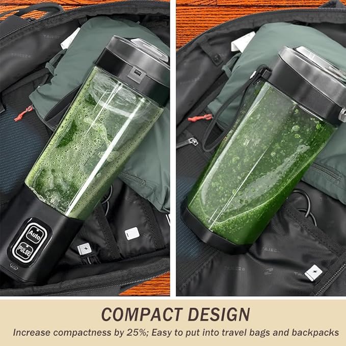Portable Blender for Shakes and Smoothies USB Rechargeable 24oz Personal Blender with 6 Blades and Lid IPX8 Waterproof &amp Self Cleaning Mini Juicer Cup Blenders for Travel Home Office Camping