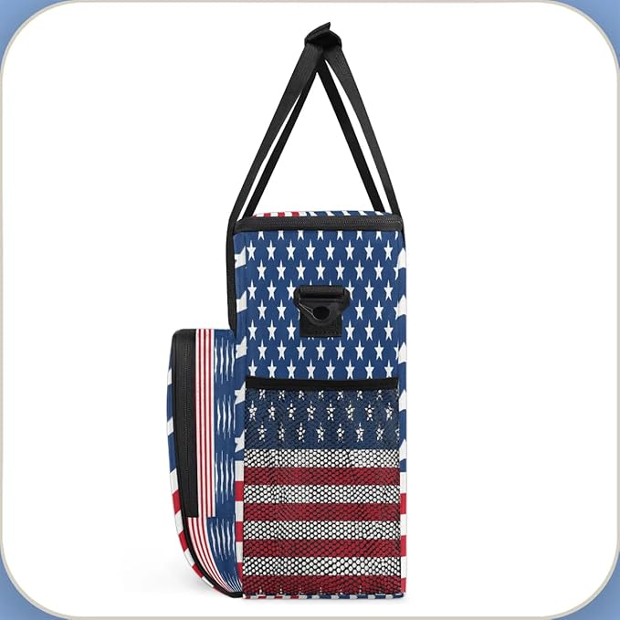 Stars Stripes Coffee Maker Carrying Bag Compatible with K-Mini or K-Mini Plus Portable Single Cup Coffee Maker Case with Pockets for K Cup Pods