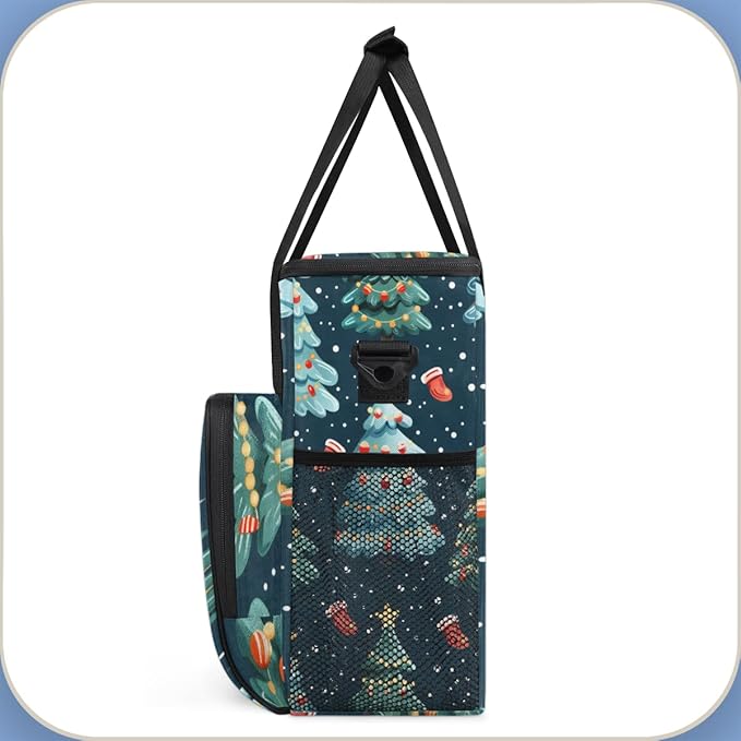 Christmas Festivals Coffee Maker Carrying Bag Xmas Tree Travel Storage Bag Compatible with K-Mini or K-Mini Plus Single Serve Coffee Brewer Carrying Case with Multiple Pockets &amp Shoulder Strap