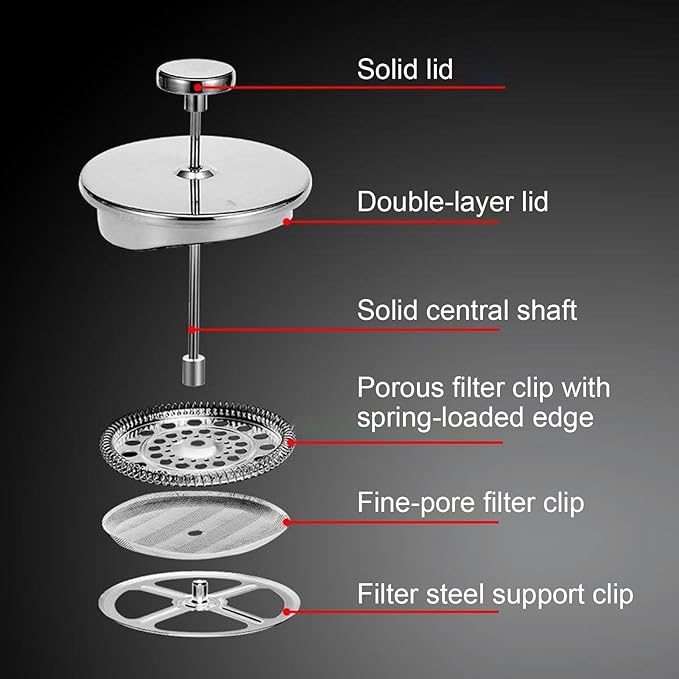 Hand Press Coffee Maker - Easy to Clean Filter System Cold Brew Tea Pot Hand Press Sturdy Leak-Resistant Design with Removable Filter Beverage Tool for Kitchen Cafe Travel and Apartment Use