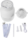 Portable Blender Mini Automatic Portable Juicer with Plastic Straw Electric Portable Smoothie Blender with Hanging Rope Durable Travel Blender(White)