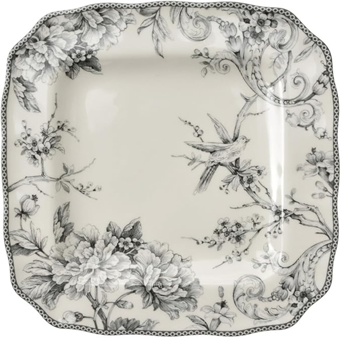 222 Fifth Adelaide 16-Piece Square Dinnerware Set – Service for 4 Floral Porcelain Big Dinner Plates and Bowls Sets for Everyday Dining &amp Entertainment Microwave &amp Dishwasher Safe Chip Res