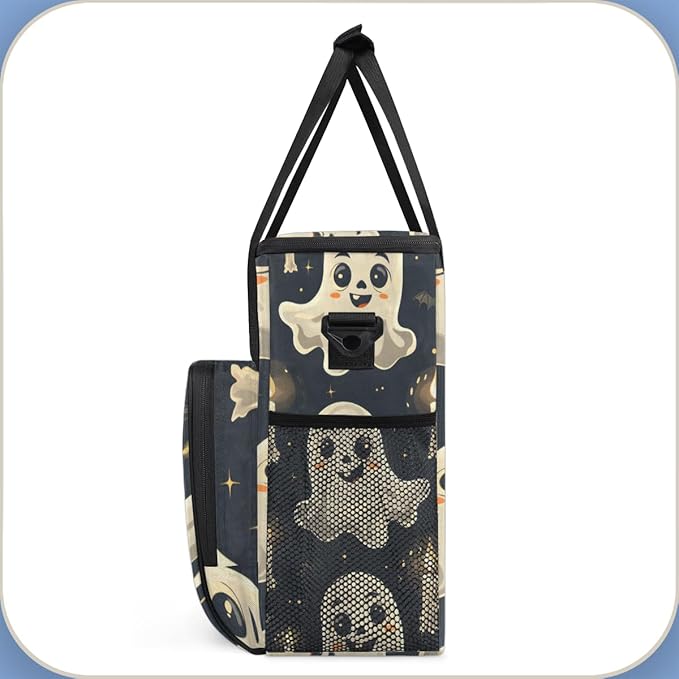 Halloween Spooky Ghosts Coffee Maker Carrying Bag Travel Storage Bag Compatible with K-Mini or K-Mini Plus Single Serve Coffee Brewer Carrying Case with Multiple Pockets &amp Shoulder Strap