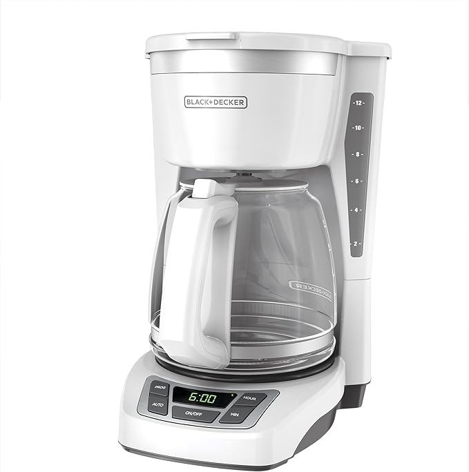 BLACK+DECKER 12-Cup Digital Coffee Maker CM1160B Programmable Washable Basket &amp 12-Cup Digital Coffee Maker CM1160W Programmable Washable Basket Filter