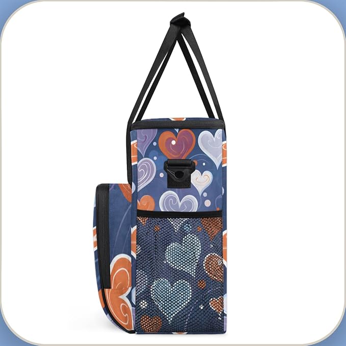 Abstract Heart Coffee Maker Carrying Bag Portable Travel Storage Tote Bag Compatible with K-Mini or K-Mini Plus Single Serve Coffee Brewer Carrying Case with Multiple Pockets &amp Shoulder Strap
