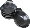 Ebros Gift Iron Black Clay Underglaze Technique Tetsu Kesho Porcelain Dinnerware Kitchen Set Asian Japanese Restaurant Supply (Set of 5 Soup Appetizer Dessert Sauce Shallow Bowls With Handle)