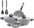 8 Parts Cookware Set Granite Looking Plated Fireproof Non-Stick Anti-Scratch Durable