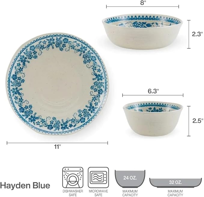 12-Piece Dinnerware Set Serving Ware Kitchen Dish Dinner Plates Ceramic Tableware