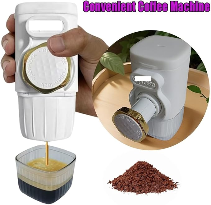 Portable Espresso Maker - 2 in 1 Manual Travel Coffee Machine for Camping Picnics and Hiking(C)