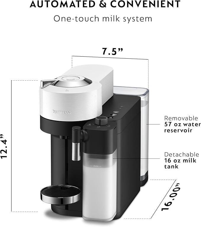 Nespresso Vertuo Lattissima Coffee &amp Espresso Maker by De'Longhi Matte White and Glossy