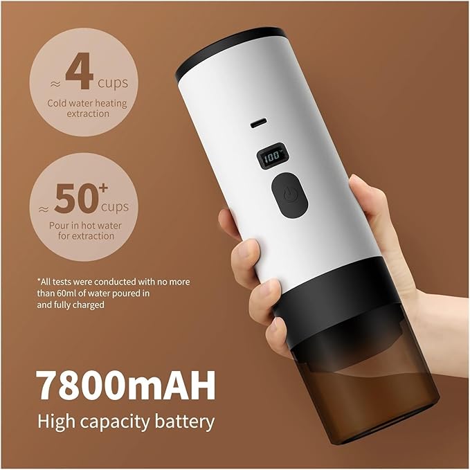 2025 New Portable Capsule Coffee MakerHigh Pressure Extraction Wireless Heating Long Battery Life Touch Screen Barista Function Compact Design(Purple No bracket)