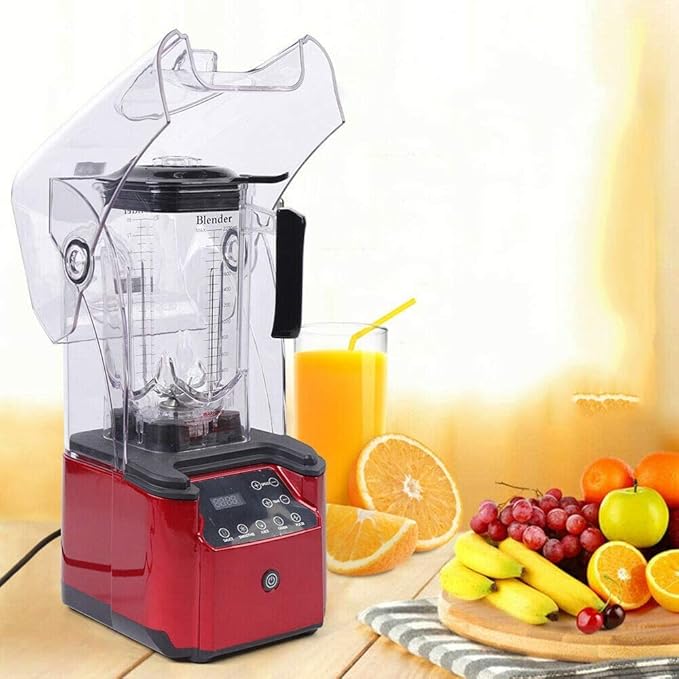 Commercial 110V Commercial Smoothie s 2.2 Liters Professional Touch Countertop with Shield Quiet Sound Enclosure Fruit Juicer Milk Shake Machine (2.2KW/26000RPM)