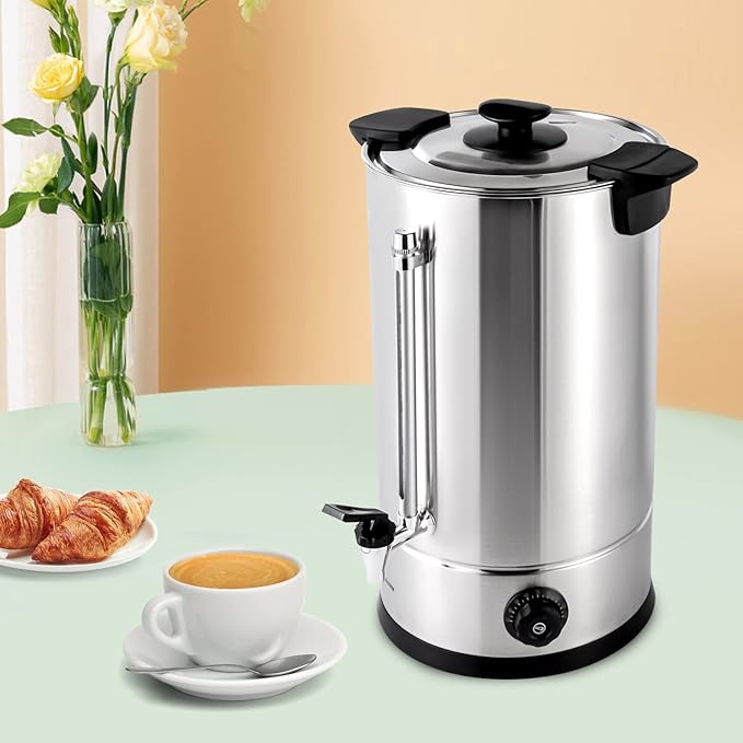 Commercial Coffee Maker Premium Coffee Machine Large Stainless Steel Catering Hot Water Boiler Tea Urn Double Wall Coffee Percolator for Events Offices Parties Catering Gathering