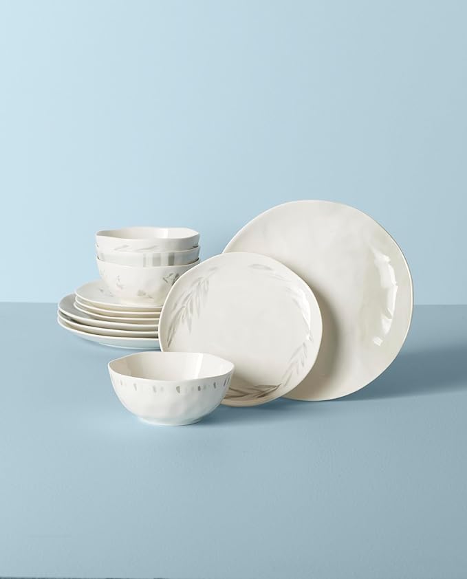 Lenox 894223 Oyster Bay 12-Piece Dinnerware Set Service For 4 White