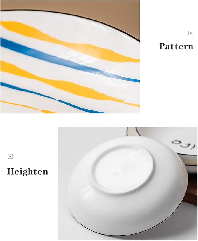 Creative Dinner Plate Sets 2/4/6 Pieces Kitchen Dinnerware Set Round Ceramic Dinner Plates-Microwave Oven and Dishwasher Safe Dinner Plates Wedding (Number : 4PACK Size : Large)