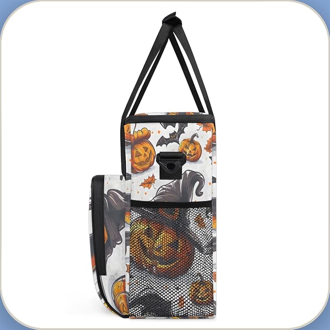 Retro Pumpkin Coffee Maker Carrying Bag Glitter Pumpkin Travel Storage Bag Compatible with K-Mini or K-Mini Plus Single Serve Coffee Brewer Carrying Case with Multiple Pockets &amp Shoulder Strap