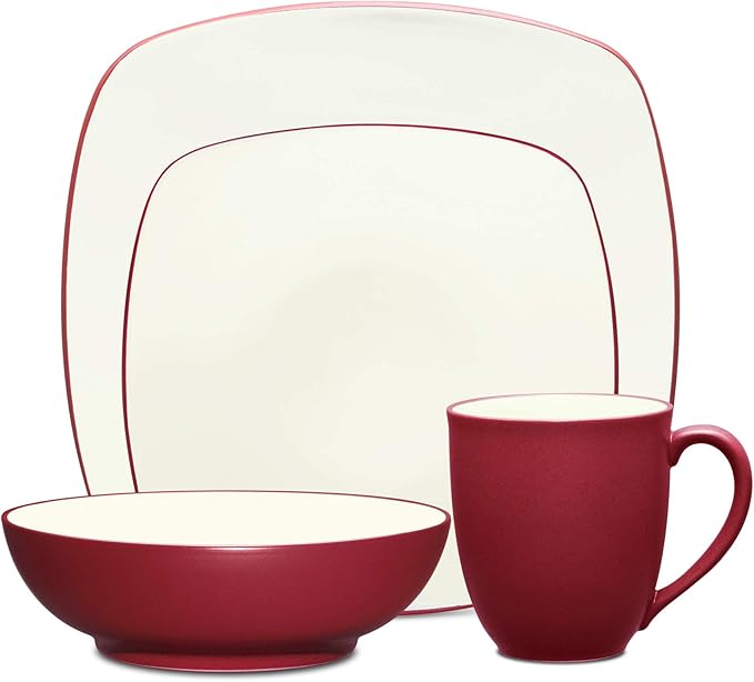 Noritake Colorwave Raspberry 4-Piece Square Place Setting Service for 1