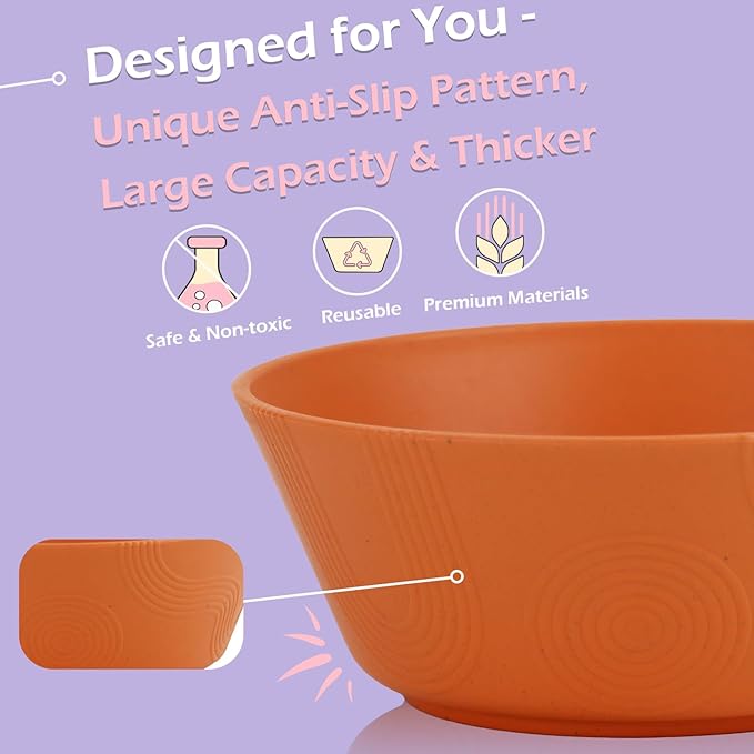 Homienly Wheat Straw Dinnerware Set Deep Dinner Plates Drinking Glasses Unbreakable Cups Microwave and Dishwasher Safe BowlsSoup Bowl Sets Dishes Set 20 PCS - Multi Color
