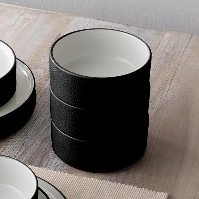 Noritake ColorTex Stone Black 12-Piece Dinnerware Set Service for 4