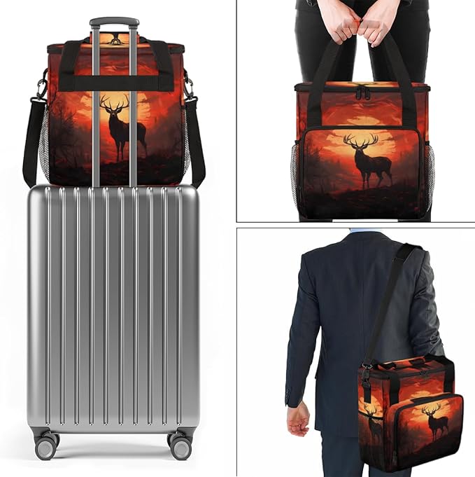 Forest Elk Coffee Maker Carrying Bag Abstract Elk Travel Storage Bag Compatible with K-Mini or K-Mini Plus Single Serve Coffee Brewer Carrying Case with Multiple Pockets &amp Shoulder Strap