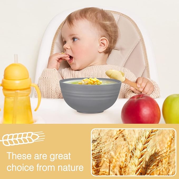 Wheat Straw Dinnerware Sets Wheat Straw Plates and Bowls Sets for 4 Kitchen Dishes 28pcs College Dorm Room Essentials Cutlery Set Microwave Safe (Gray)