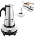 200ml Moka Pot Coffee Maker Stainless Steel 4-Cup Mini Coffee Machine Quick Brew with 5 Gears 32-392℉ Cafe Percolator Hot Water Urn for Offices Catering Church