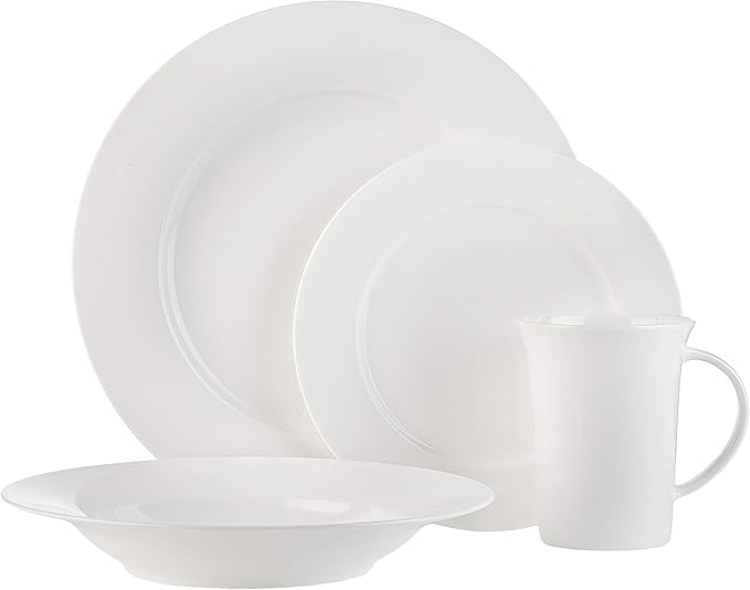 Godinger White Bone China 16-Piece Dinnerware Set Herrick Service for 5