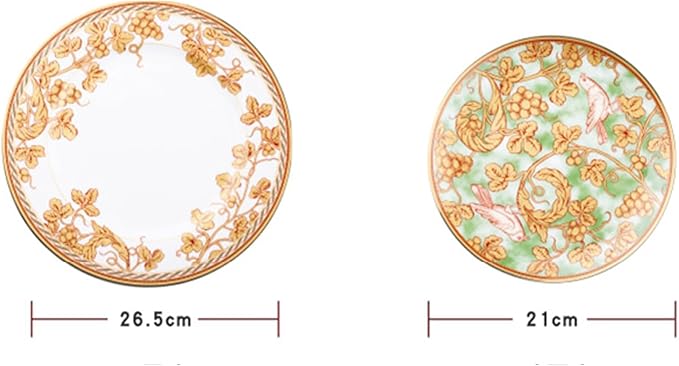 24 piece bone china dinnerware set dishes set for 6 elegant coffee cups and plates sets for party dinner christmas for mom and grandmother Grape pattern