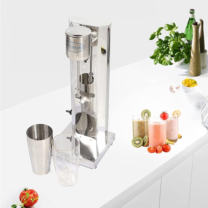 650ML Milkshake Machine Electric Milk Shakers 180W Commercial Milkshake Machine 18000rpm Milkshake Maker Machine Single Head Drink Mixer Stainless Steel Milk Shaker Maker Mixer Smoothie Milk