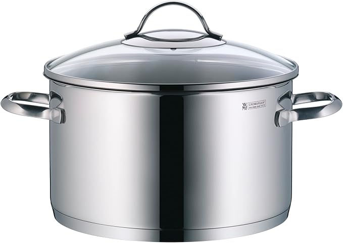 WMF Pot Set 4-Piece Provence Plus Pouring Rim Glass Lid Cromargan® Stainless Steel Polished Suitable for Induction Hobs Dishwasher-Safe Silver 52.7 x 28.8 x 21.8 cm