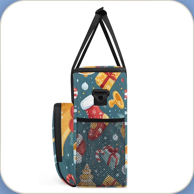 Christmas Socks Bell Coffee Maker Carrying Bag Portable Travel Storage Tote Bag Compatible with K-Mini or K-Mini Plus Single Serve Coffee Brewer Carrying Case with Multiple Pockets &amp Shoulder St