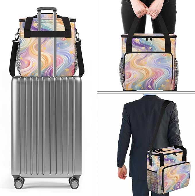 Star Tie Dyeing Coffee Maker Carrying Bag Portable Travel Storage Tote Bag Compatible with K-Mini or K-Mini Plus Single Serve Coffee Brewer Carrying Case with Multiple Pockets &amp Shoulder Strap