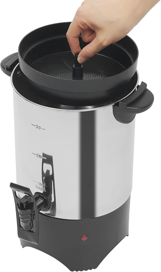 Electric Coffee Urn 5.2L Stainless Steel Coffee Dispenser 1000W Hot Water Urn Percolate Coffee Maker w/Dripless Faucet Quick Brewing for Buffet Catering Wedding Gathering