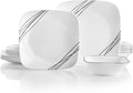 Corelle Vitrelle 18-Piece Service for 6 Dinnerware Set Triple Layer Glass and Chip Resistant Lightweight Square Plates and Bowls Set Simple Sketch
