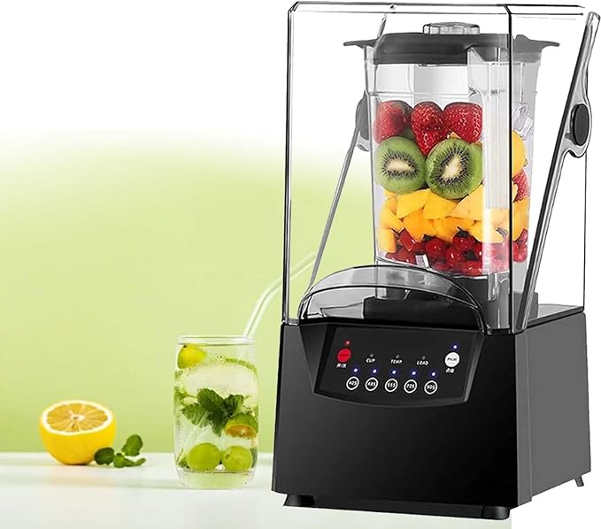 Professional 2000W Quiet Commercial Blender - 2L Large Capacity 75dB Noise Reduction with 5 Presets Ice Crusher and Food Processor for Restaurants/Home Use