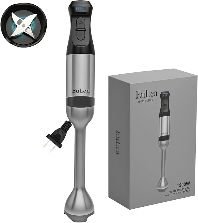 2026 New Immersion Hand Blender 1200W with 5-Speed Settings Stainless Steel Bladeswith scratch-resistant design Gift Box Packaging. An Ideal Choice for Blending Soup Mayonnaise