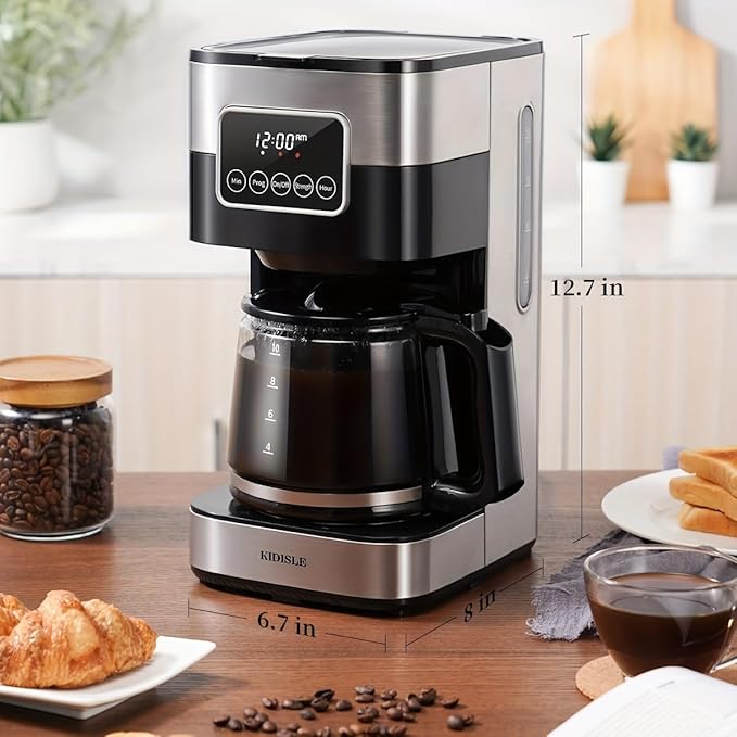 10-Cup Programmable Drip Coffee Maker with Touch-Screen Pause &amp Serve Stainless Steel Black. (1)