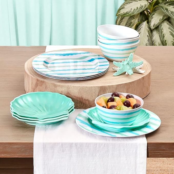 The Lakeside Collection Coastal Melamine Dinnerware - Set of 4 Dinner Plates