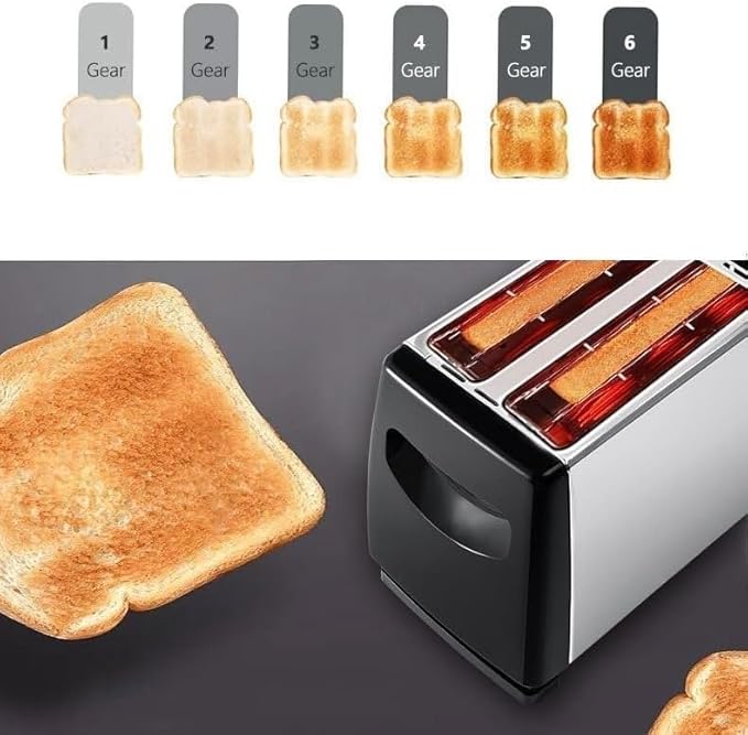 Bread Toaster Electric Compact Mini Toasters 2 Slice Automatic Toaster with 6 Browning Settings Extra Wide Slots For Bagels and Special Breads Easy-to-Clean 750W (Black)
