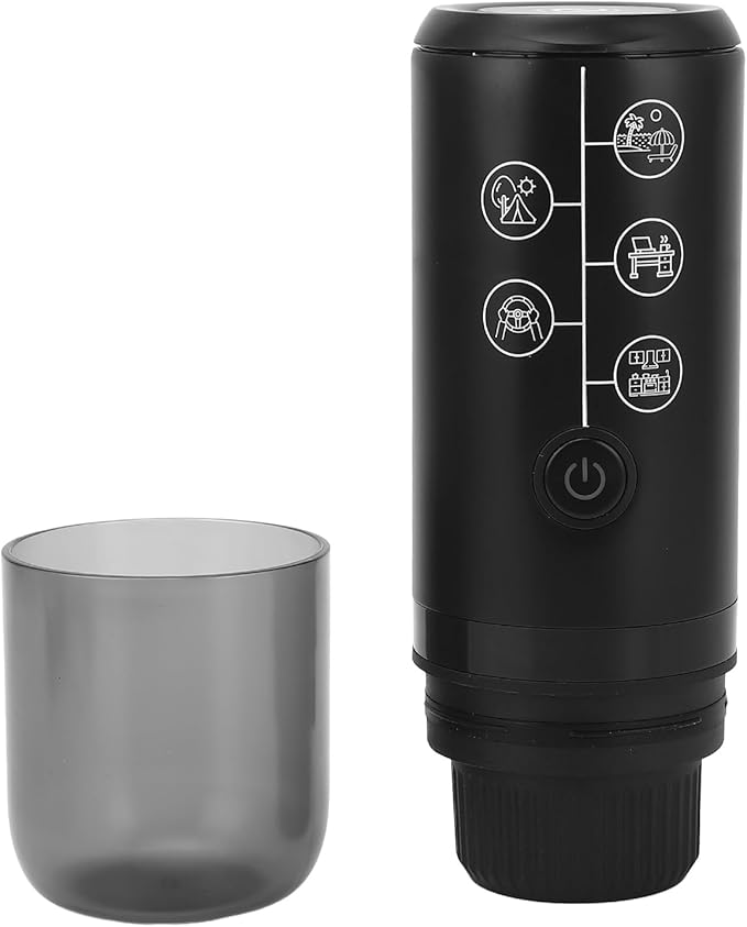 Asixxsix Portable Maker Cordless Rechargeable 120ml Travel Coffee Maker Electric Capsule Machine with Automatic Shut Off and 17 Bar Pressure for Outdoor Home Office Car Camping (Black)