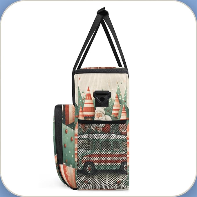 Fantastic Santa Claus Coffee Maker Carrying Bag Abstract Santa Claus Travel Storage Bag Compatible with K-Mini or K-Mini Plus Single Serve Coffee Brewer Carrying Case with Pockets &amp Shoulder Str