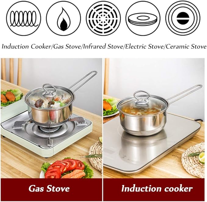 Pots and Pans Sets Pots and Pans3 Piece Non Stick Cookware SetsStainless Steel Induction Cooking Pans Set (24Cm-Frying Pan 22Cm-Saucepan 18Cm-Milk Pan) (Silver Variety Pack)
